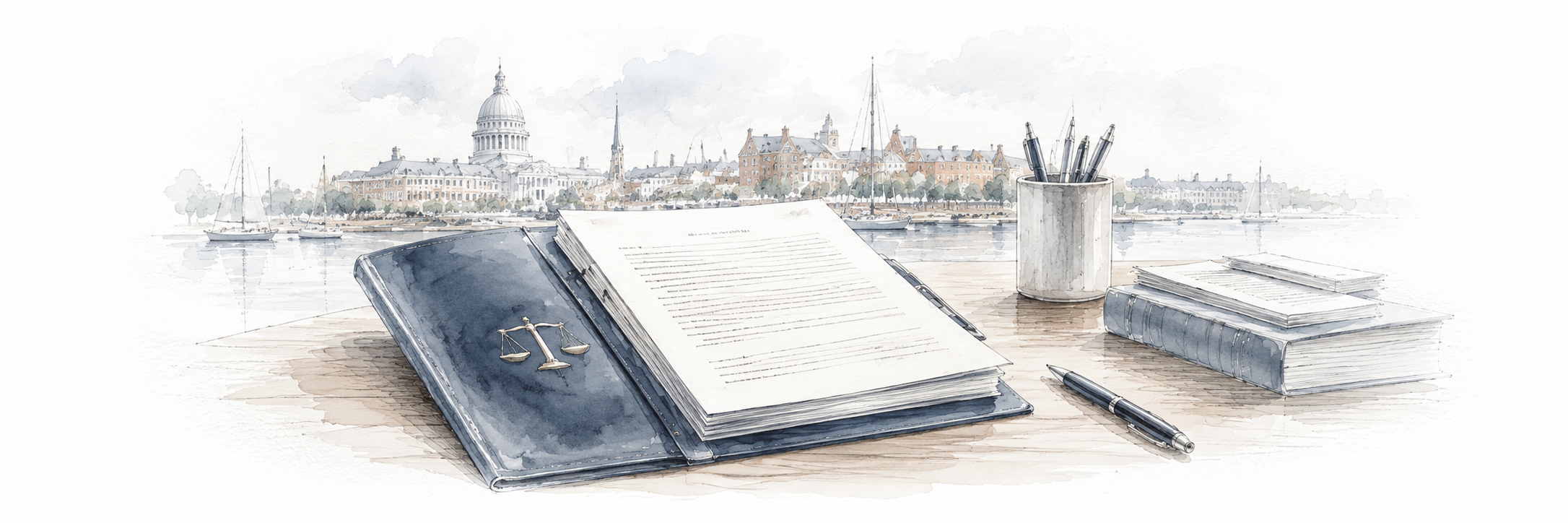 A legal note book open on a desk 